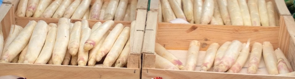 white asparagus at market